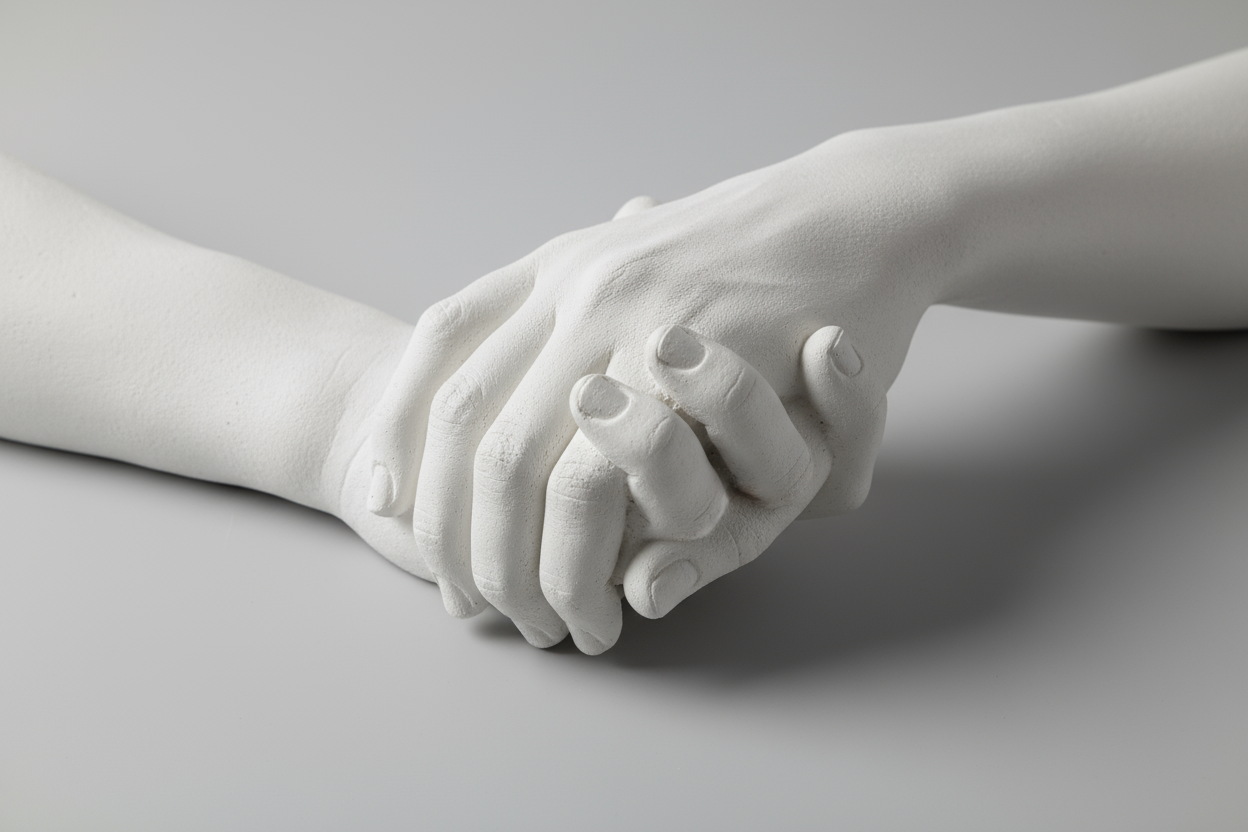couple 3d hands casting
